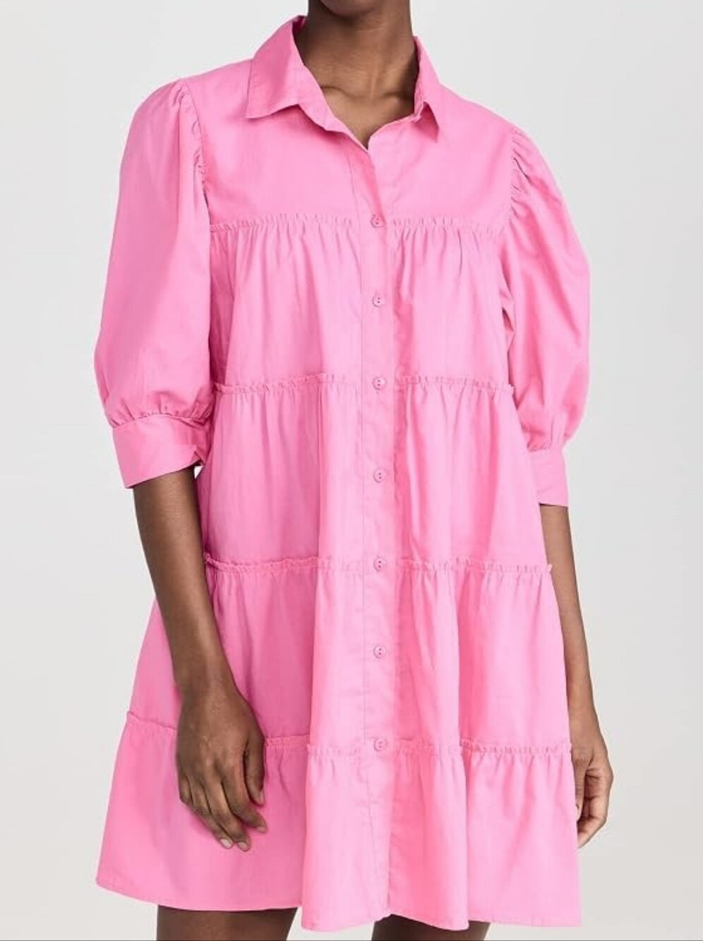 Peixoto Women's Lola Babydoll Cotton Mini Dress Pink Large